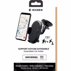 Support voiture ajustable sur pare brise + ventilation - Noir
