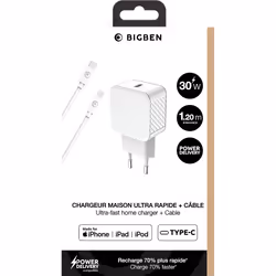 Bigben Connected CS30WCPDCBLMFICRW chargeur d'appareils mobiles Blanc