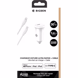 Bigben Connected CAC30WCPDCBLMFICRW chargeur d'appareils mobiles Blanc