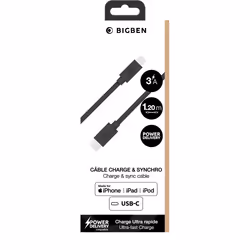 Bigben Connected CBLMFIC1M2RB câble Lightning Noir