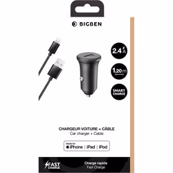 BIG BEN CAC24AACBLMFIRB chargeur d'appareils mobiles Smartphone, Tablette Noir Secteur Auto