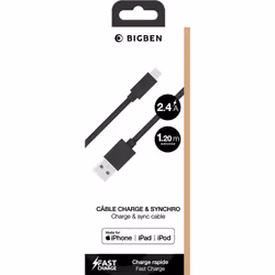 Bigben Connected CBLMFI1M2RB câble Lightning Noir