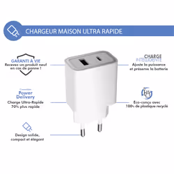 FORCE CASE FPLICS2AC37WPDRW chargeur d'appareils mobiles Blanc