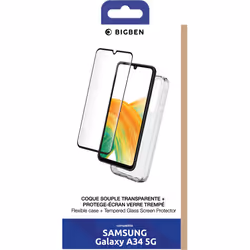 Pack coque + Verre Trempé Galaxy A34 5G Transparent Bigben Connected