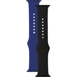 Accessoires bracelet et montre connectée Bbc Pack de 2 bracelets Apple Watch noir et bleu 42/44mm