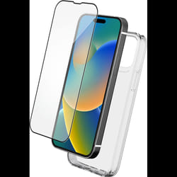 Pack 2 en 1 Coque iPhone 15 Pro Max Souple Transparente + Protège écran 2.5D + SmartFrame™ - Certifié GRS Bigben