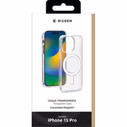 Coque MagSafe pour iPhone 15 Pro Hybride Transparente Bigben