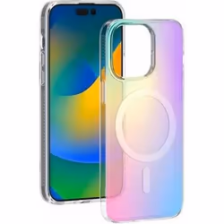 Coque MagSafe pour iPhone 15 Pro Hybride Transparente Irisée Bigben