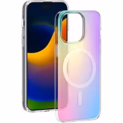 Coque MagSafe pour iPhone 15 Pro Max Hybride Transparente Irisée Bigben