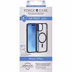 Coque renforcée MagSafe iPhone 15 Plus AIR Frost 3m Noire + Garantie à vie Force Case