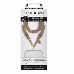 Bandoulière Cordon Universelle Amovible Beige détails dorés + Garantie à vie Force Case