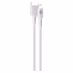 Câble Tissé USB A / Lightning 2.4A 1.2m FastCharge 12W Blanc Bigben
