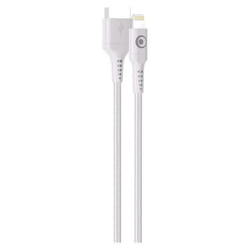 Câble Tissé USB A / Lightning 2.4A 1.2m FastCharge 12W Blanc Bigben
