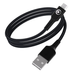 Câble Tissé USB A / microUSB 2.1A 1.2m FastCharge 10.5W Noir Bigben