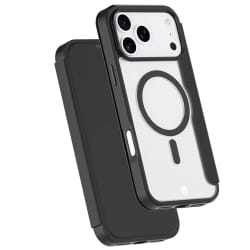 Force Case Étui Folio MagSafe pour iPhone 17 Pro Max Ultra Renforcé 2m Noir transparent