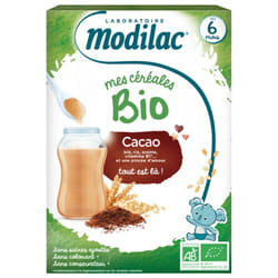 Modilac Mes Céréales Bio Dès 6 Mois Cacao 250 g