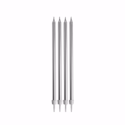 Lot de 16 Bougies d'Anniversaire Longues - Argent
