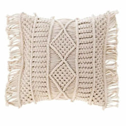 Paris Prix Coussin Déco à Franges Macralina - Beige