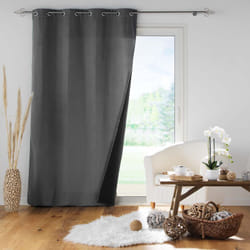 Homemaison - Rideau à oeillets 140 x 260 cm doublé polaire isolant Jupiter Gris anthracite