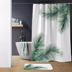Paris Prix 135967 rideau de douche Anneau Polyester Vert, Blanc - Vue supplémentaire 4