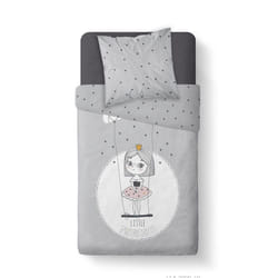 Today - kool Parure de lit fille 140 x 200 cm, double face, gris avec licorne