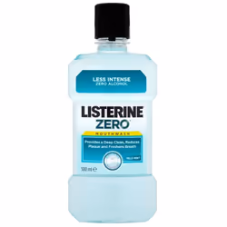 LISTERINE ZERO Mild Mint 500 ml, 500 ml, Eucalyptus, Menthol, Bouteille, Water, Sorbitol, Propylene Glycol, Poloxamer 407, So ...