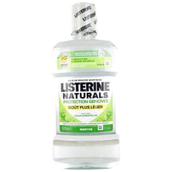 Listerine Naturals Bain de Bouche Vegan  Sans Alcool Protection Gencives Aux Huiles Essentielles Goût Menthe  500 ml