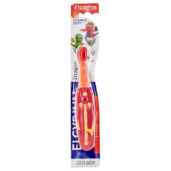 Elgydium Dragon Brosse à Dents 2-6 Ans Souple - Couleur : Rouge et Orange