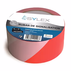 Résiste aux intempéries Facile à découper Longueur : 100m Largeur 48mm Ruban de signalisation blanc et rouge Sylex d'une long ...