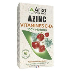 Arkopharma Azinc Vitamines C + D3 20 Comprimés Effervescents