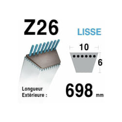 Courroie Z26 - 9,5 mm x 698 mm