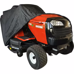 Housse pour autoportée à éjection arrière en polyester noire. Dimensions: 203 x 127 x 137 cm.