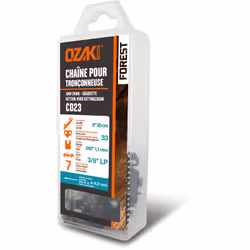 Chaîne de tronçonneuse OZAKI sous coque semi-carrée: 3/8" LP .043 (1,1mm) 33 entraîneurs ( E33 ).