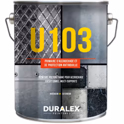 Ce primaire d'accrochage et de protection antirouille U103 de la marque Duralex assure une adhérence exceptionnelle sur les m ...