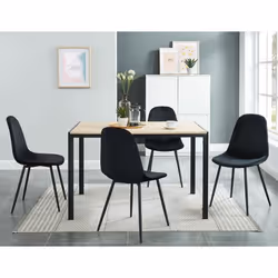Lot de 4 chaises - BAÏTA - Gamme LENA - Velours noir pieds métal noir