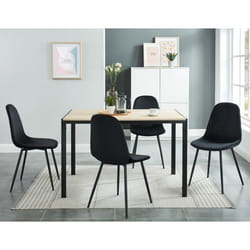 Lot de 4 chaises - BAÏTA - Gamme LENA - Velours noir pieds métal noir
