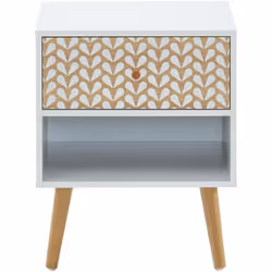 CAPUCINE Table de chevet - Blanc et chêne - L 40 x P 33 x H 49cm