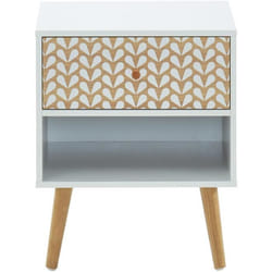 CAPUCINE Table de chevet - Blanc et chêne - L 40 x P 33 x H 49cm