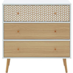 Commode - BAÏTA - Gamme CAPUCINE - Blanc et effet chêne - L 78 x P 395 x H 80 cm