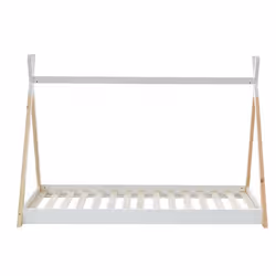 Lit enfant tipi TINY  pin blanc sommier inclus 90x190