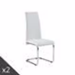 Lot de 2 chaises MARA simili blanc pieds métal chromé