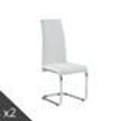 Lot de 2 chaises MARA simili blanc pieds métal chromé