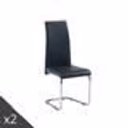 Lot de 2 chaises MARA simili noir pieds métal chromé