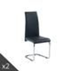 Lot de 2 chaises MARA simili noir pieds métal chromé