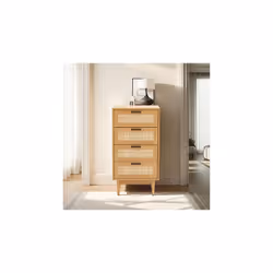 Ce chiffonnier 4 tiroirs naturel ARETHA est un mobilier de rangement classique . Pourvu d'une hauteur optimisée , il se fait  ...