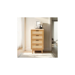 Chiffonnier 4 tiroirs 50x39,5x95 cm naturel avec cannage - aretha