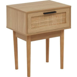 Table de chevet avec cannage naturel - 1 tiroirs - Décor imitation bois - L 40 x P 295 x H 50cm - AMANA