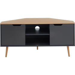 Meuble TV dangle - BAÏTA - Gamme LYNA - Noir et effet chêne - L 115 x P 55 x H 535 cm