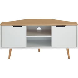 Meuble TV dangle - BAÏTA - Gamme LYNA - Blanc et effet chêne - L 115 x P 55 x H 535 cm