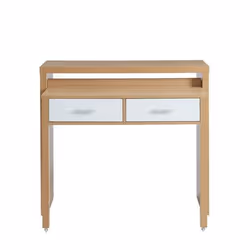 Bureau extensible STUDIO  blanc et effet chêne 2 tiroirs - Bois